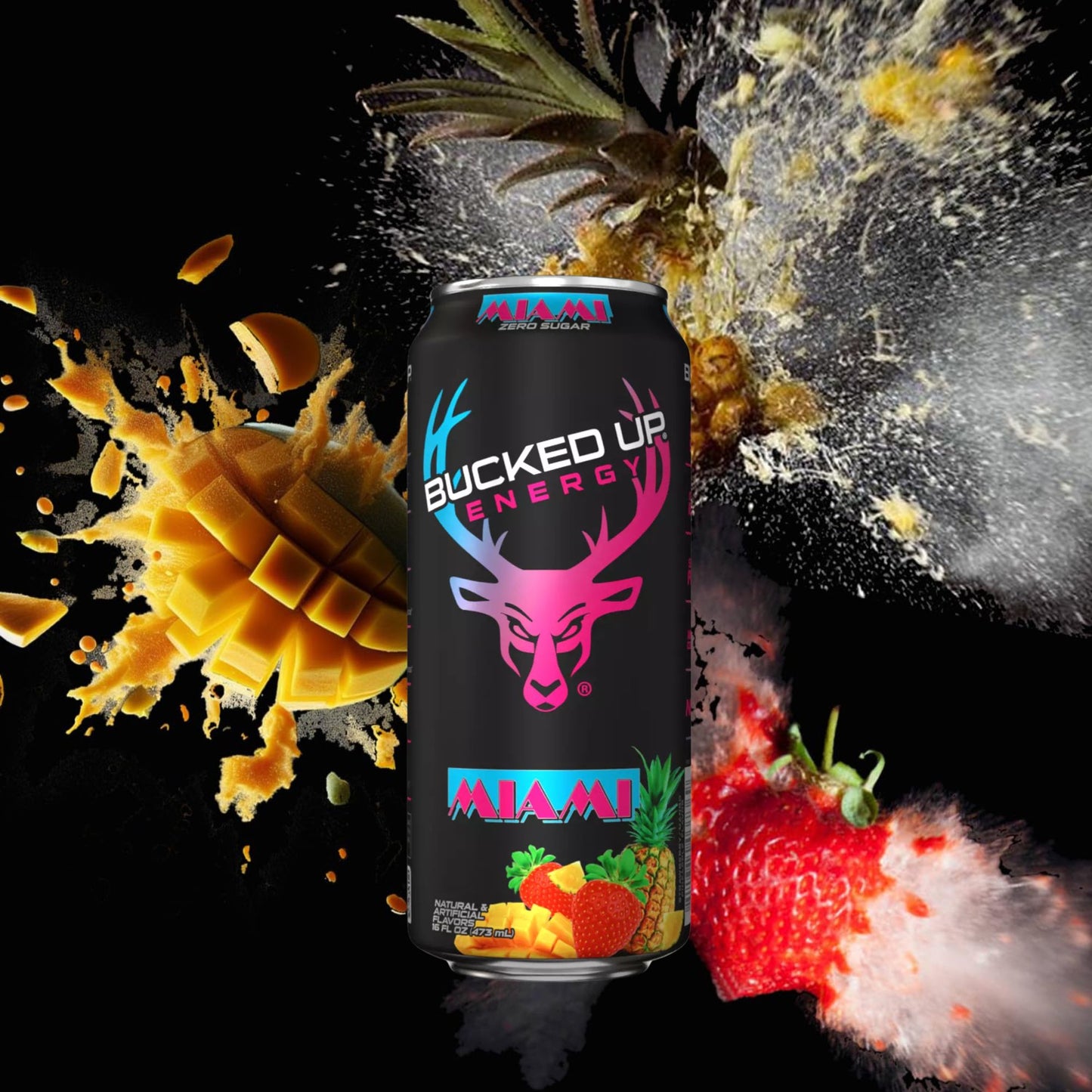 Bucked Up Energy Drink Variety Pack – 4‑Can Sampler or 12‑Can Pack – White Gummy Deer, Rocket Pop, Miami, Cherry Candy – Zero Sugar – 300mg Caffeine