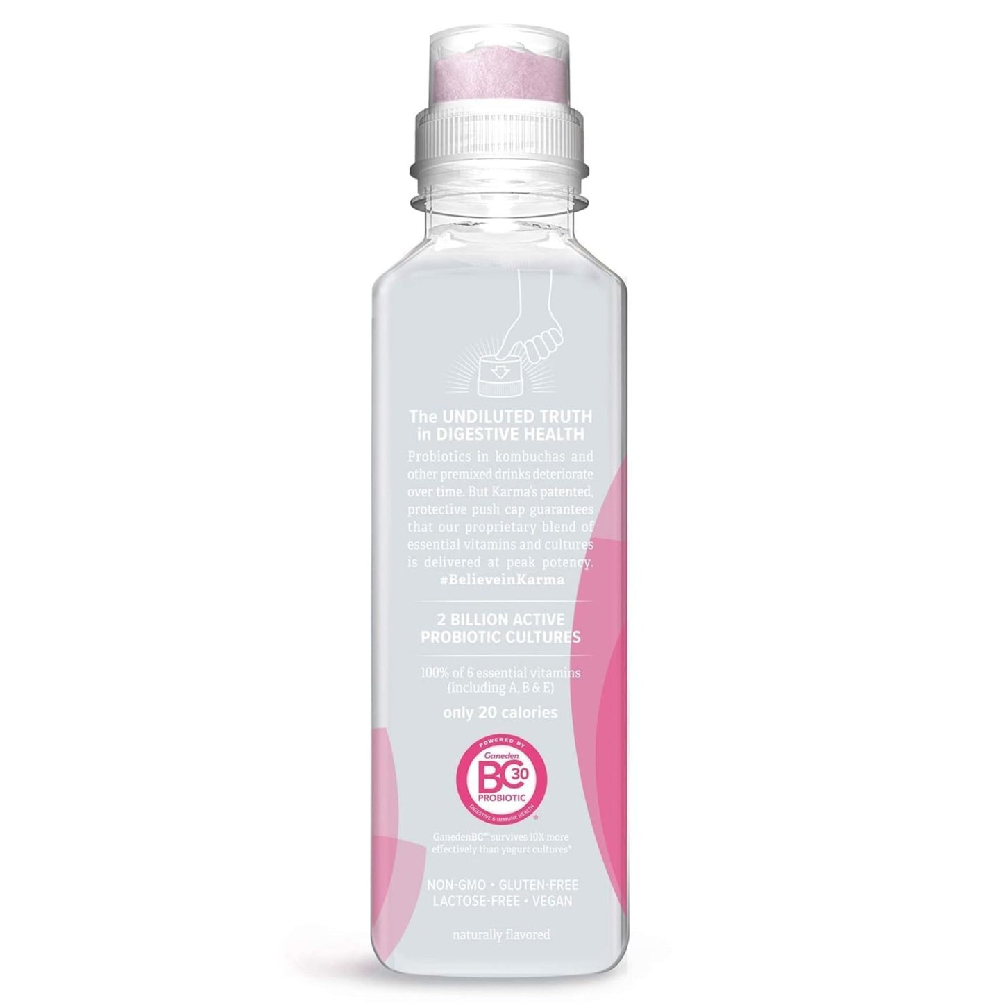 Karma Probiotic Water Variety Pack – 4‑Bottle Sampler or 12‑Bottle Pack – Push‑Cap Vitamins, 2 Billion Cultures, 18 fl oz Bottles
