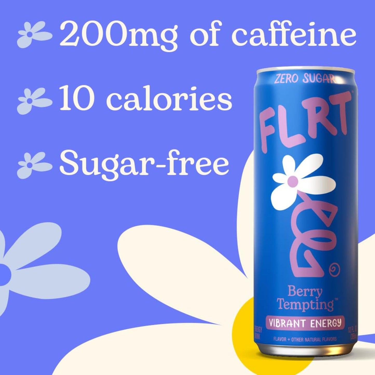 FLRT Energy Drink – 4‑Flavor Sampler (4‑Pack) or 12‑Can Variety Pack – Zero Sugar – Naturally Fruit‑Infused – 12oz Cans
