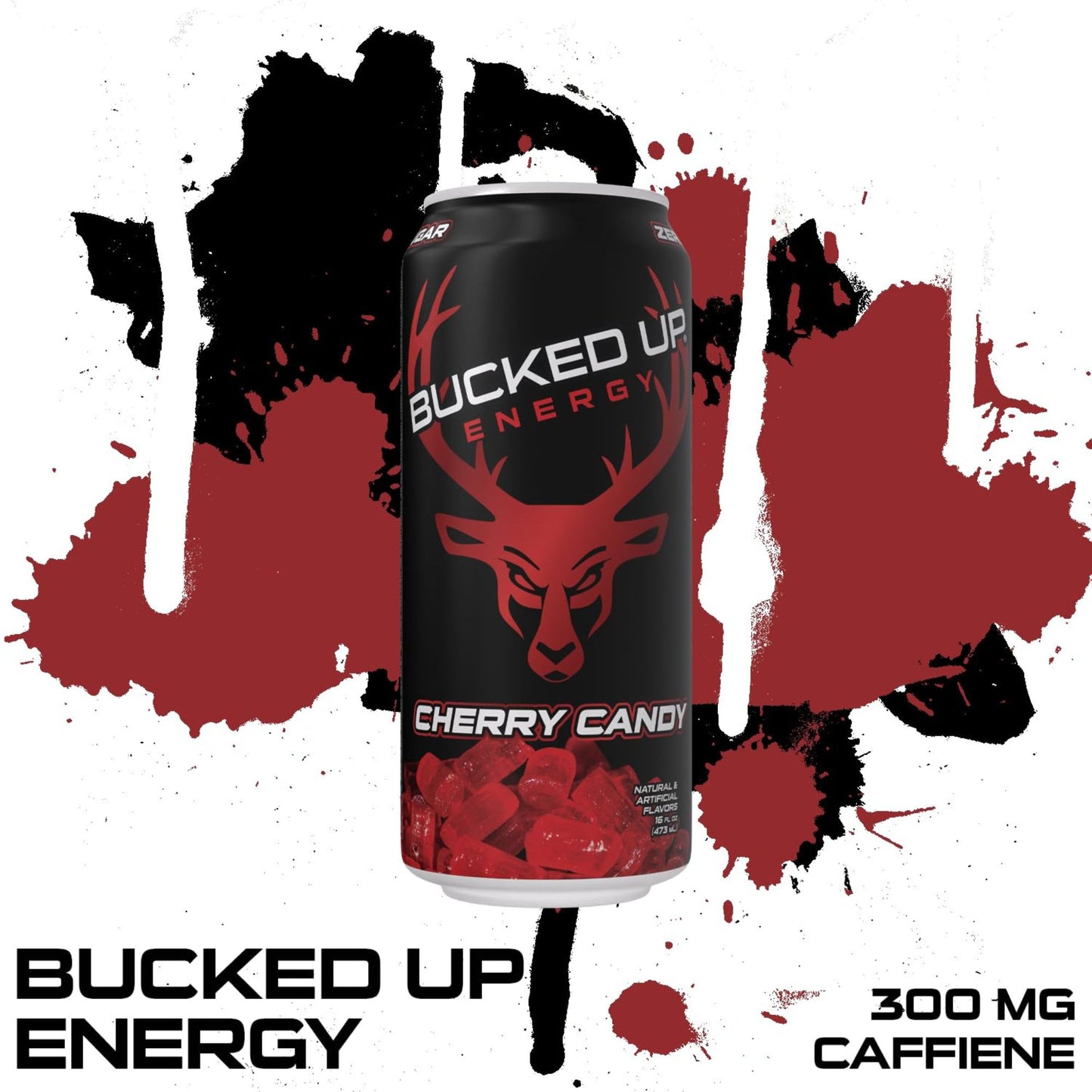 Bucked Up Energy Drink Variety Pack – 4‑Can Sampler or 12‑Can Pack – White Gummy Deer, Rocket Pop, Miami, Cherry Candy – Zero Sugar – 300mg Caffeine