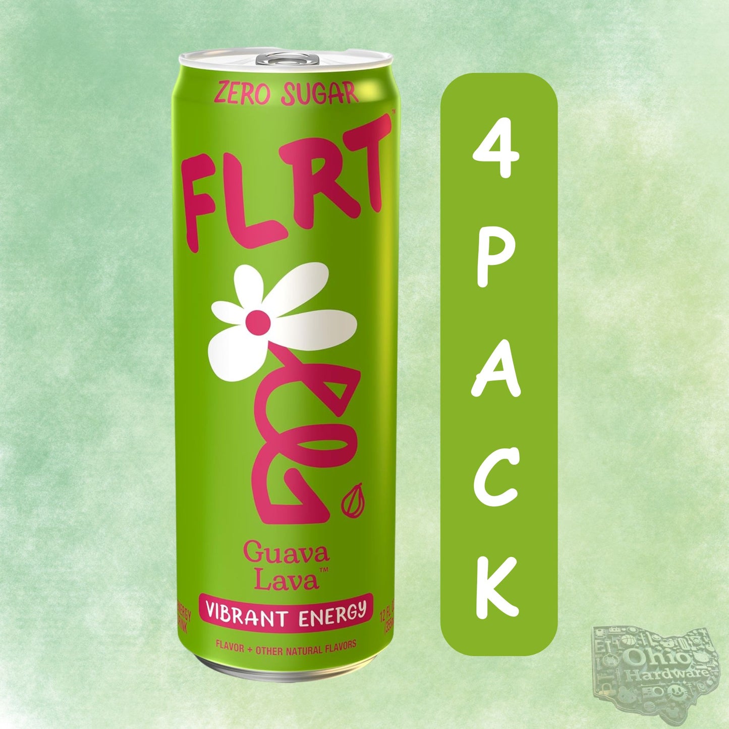 FLRT Energy Drink – 4‑Flavor Sampler (4‑Pack) or 12‑Can Variety Pack – Zero Sugar – Naturally Fruit‑Infused – 12oz Cans