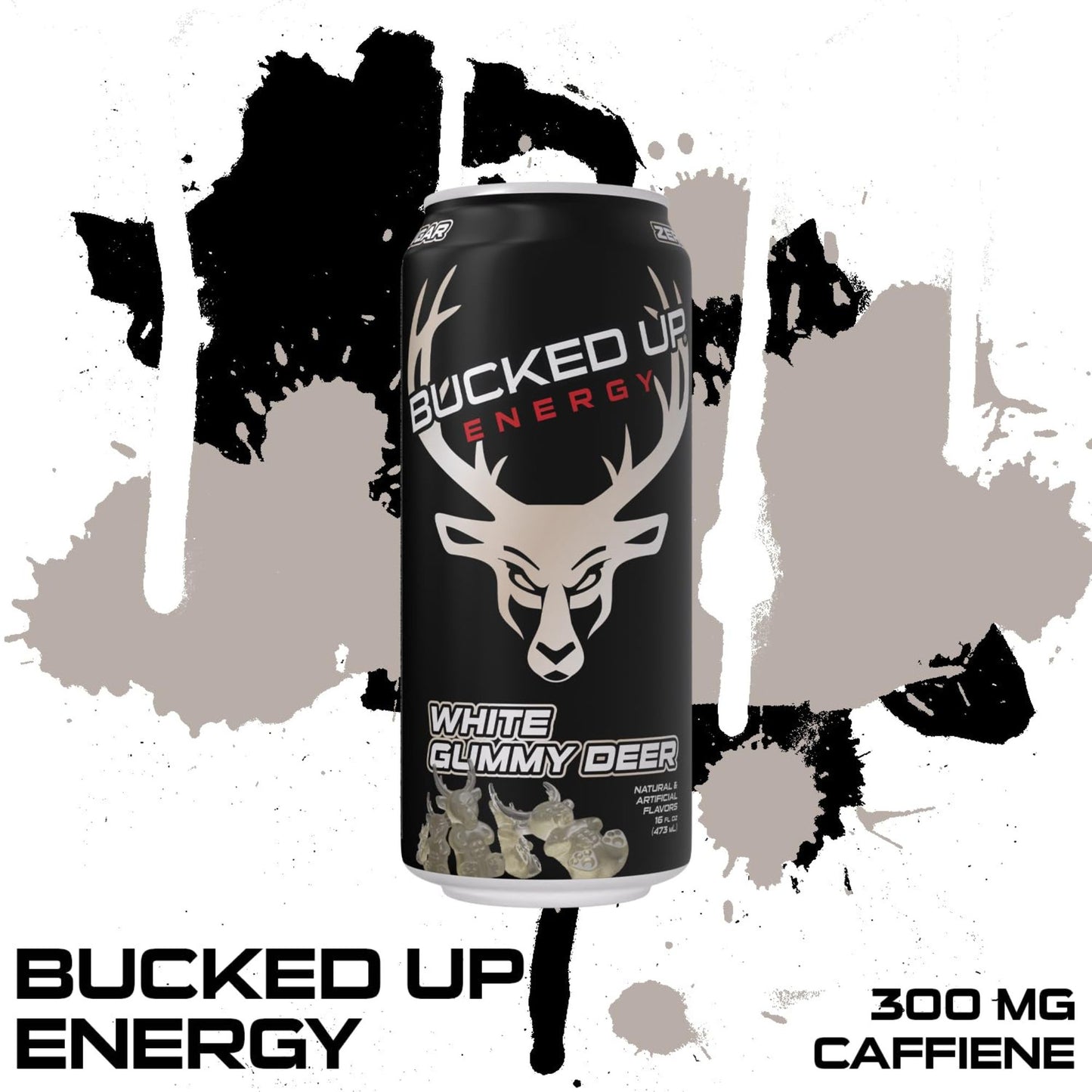 Bucked Up Energy Drink Variety Pack – 4‑Can Sampler or 12‑Can Pack – White Gummy Deer, Rocket Pop, Miami, Cherry Candy – Zero Sugar – 300mg Caffeine