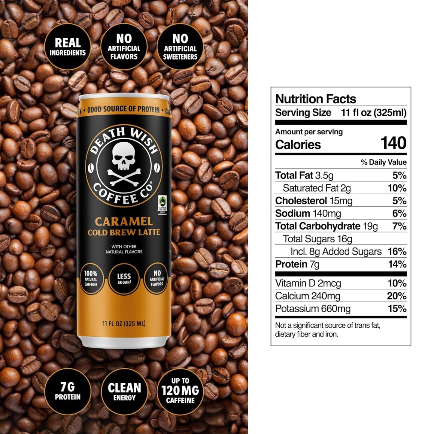Death Wish Coffee Co. Cold Brew Latte – 3‑Flavor Sampler (6‑Pack) or 12‑Can Variety Pack – 11 fl oz – High‑Caffeine Coffee