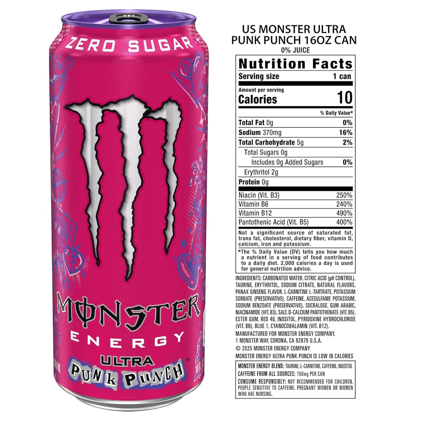 Monster Energy Ultra Zero Sugar Exotic Variety Pack – 6 or 12 Cans (6 Flavors)