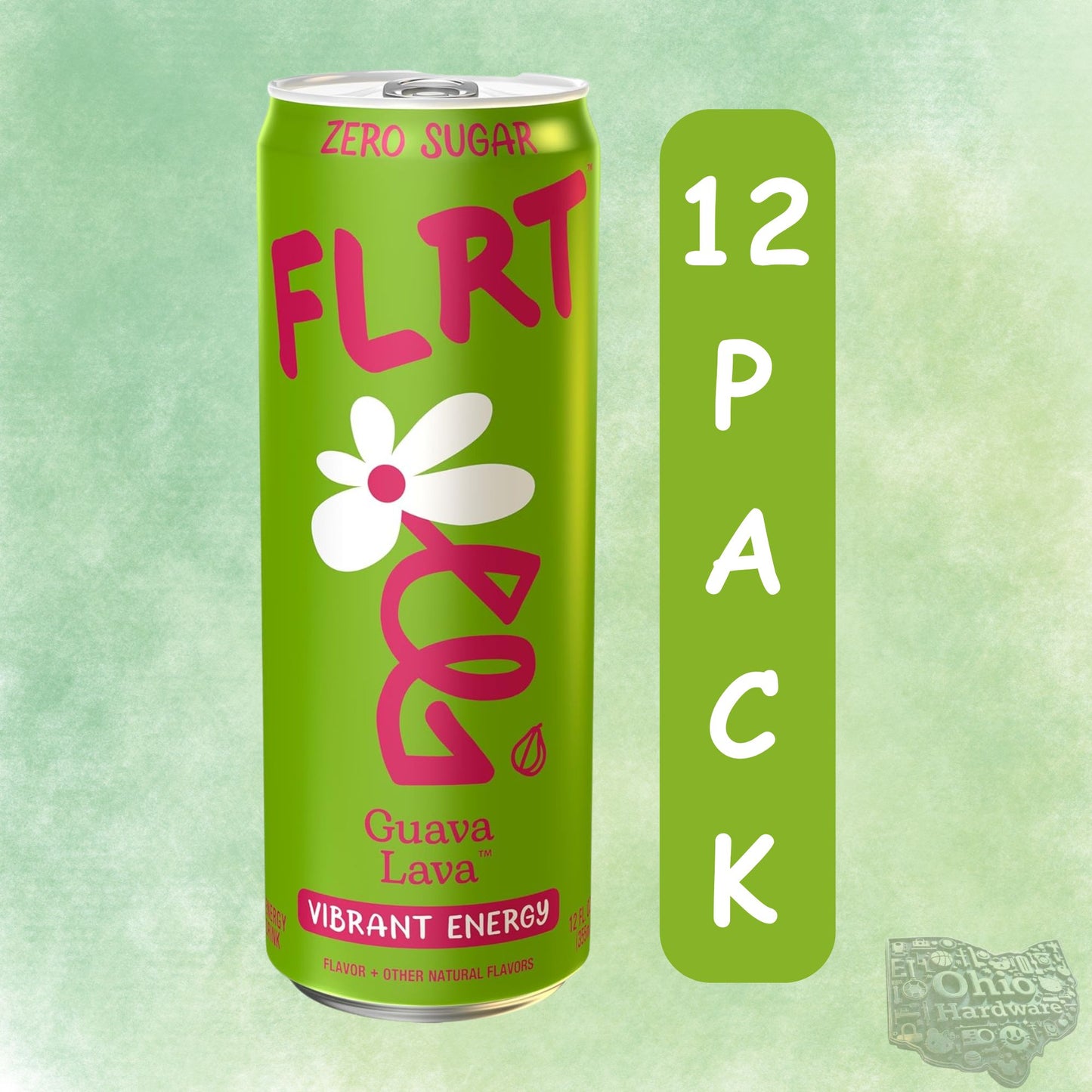 FLRT Energy Drink – 4‑Flavor Sampler (4‑Pack) or 12‑Can Variety Pack – Zero Sugar – Naturally Fruit‑Infused – 12oz Cans