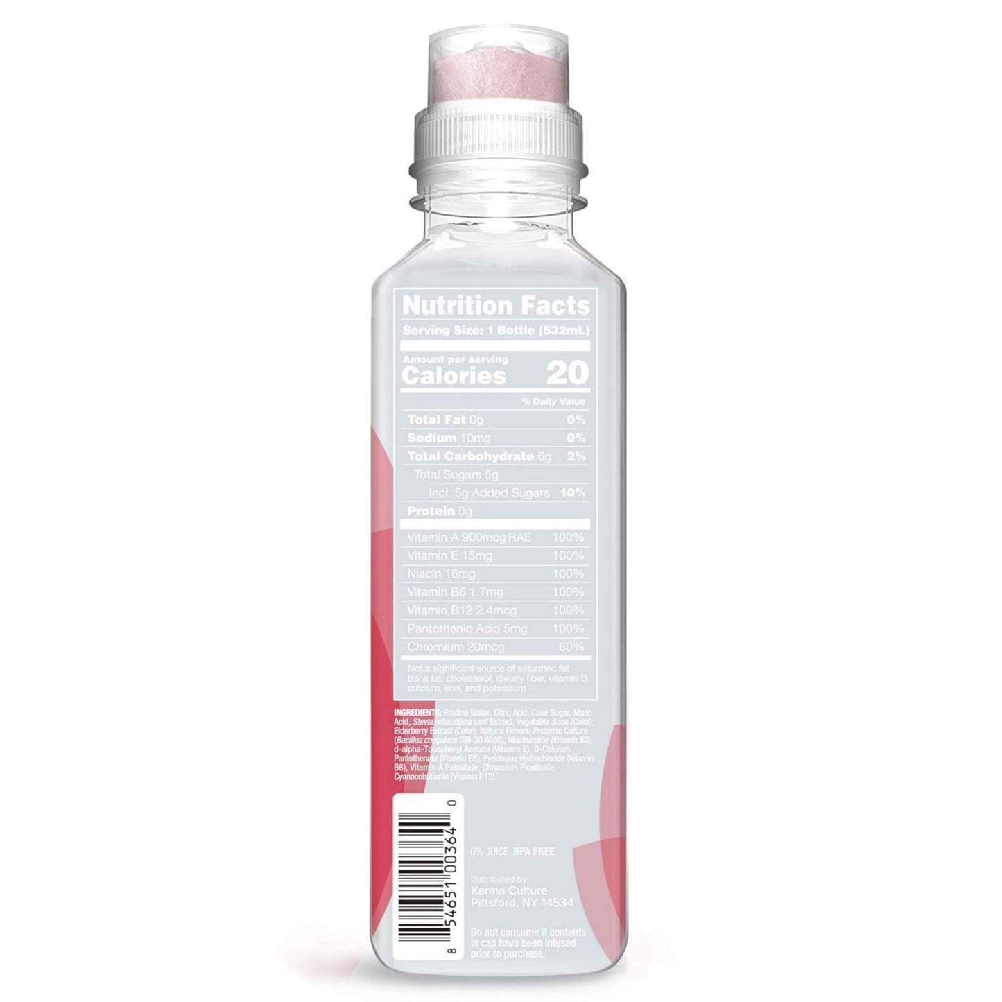 Karma Probiotic Water Variety Pack – 4‑Bottle Sampler or 12‑Bottle Pack – Push‑Cap Vitamins, 2 Billion Cultures, 18 fl oz Bottles