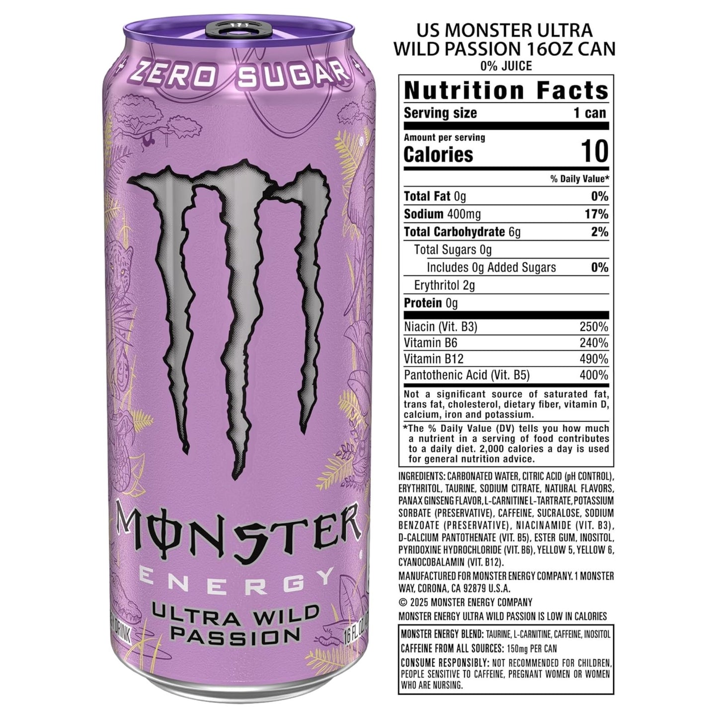 Monster Energy Ultra Zero Sugar Exotic Variety Pack – 6 or 12 Cans (6 Flavors)