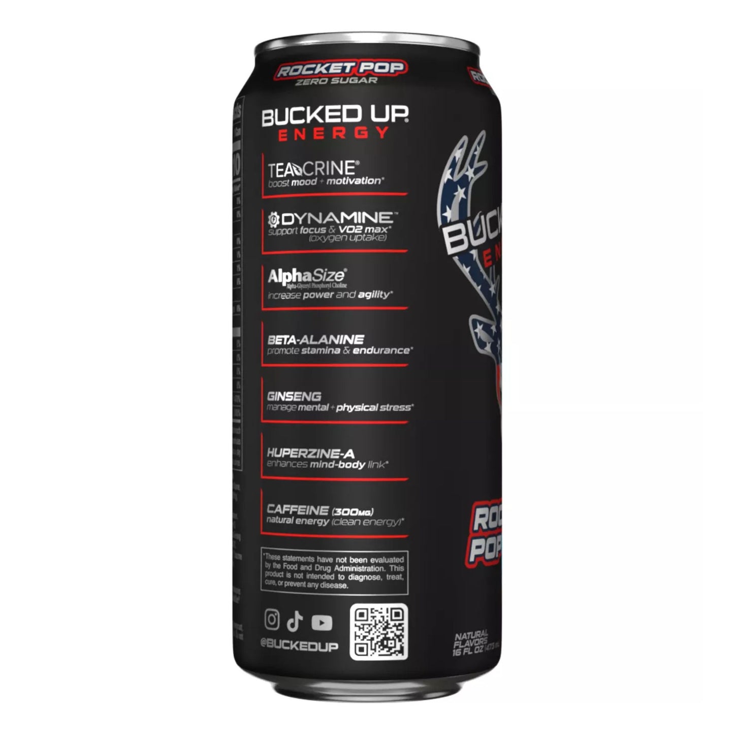 Bucked Up Energy Drink Variety Pack – 4‑Can Sampler or 12‑Can Pack – White Gummy Deer, Rocket Pop, Miami, Cherry Candy – Zero Sugar – 300mg Caffeine