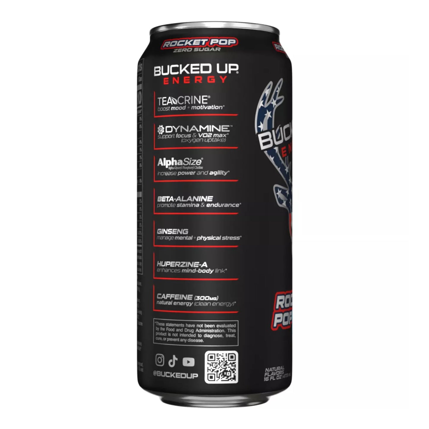 Bucked Up Energy Drink Variety Pack – 4‑Can Sampler or 12‑Can Pack – White Gummy Deer, Rocket Pop, Miami, Cherry Candy – Zero Sugar – 300mg Caffeine