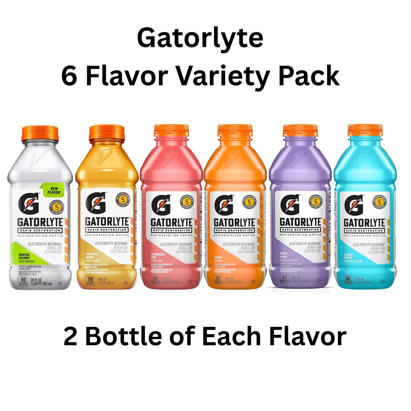 Gatorlyte Rapid Rehydration – 6‑Flavor Variety Pack – 6‑Bottle Sampler or 12‑Bottle Pack – 20oz Bottles – Electrolytes for Fast Hydration