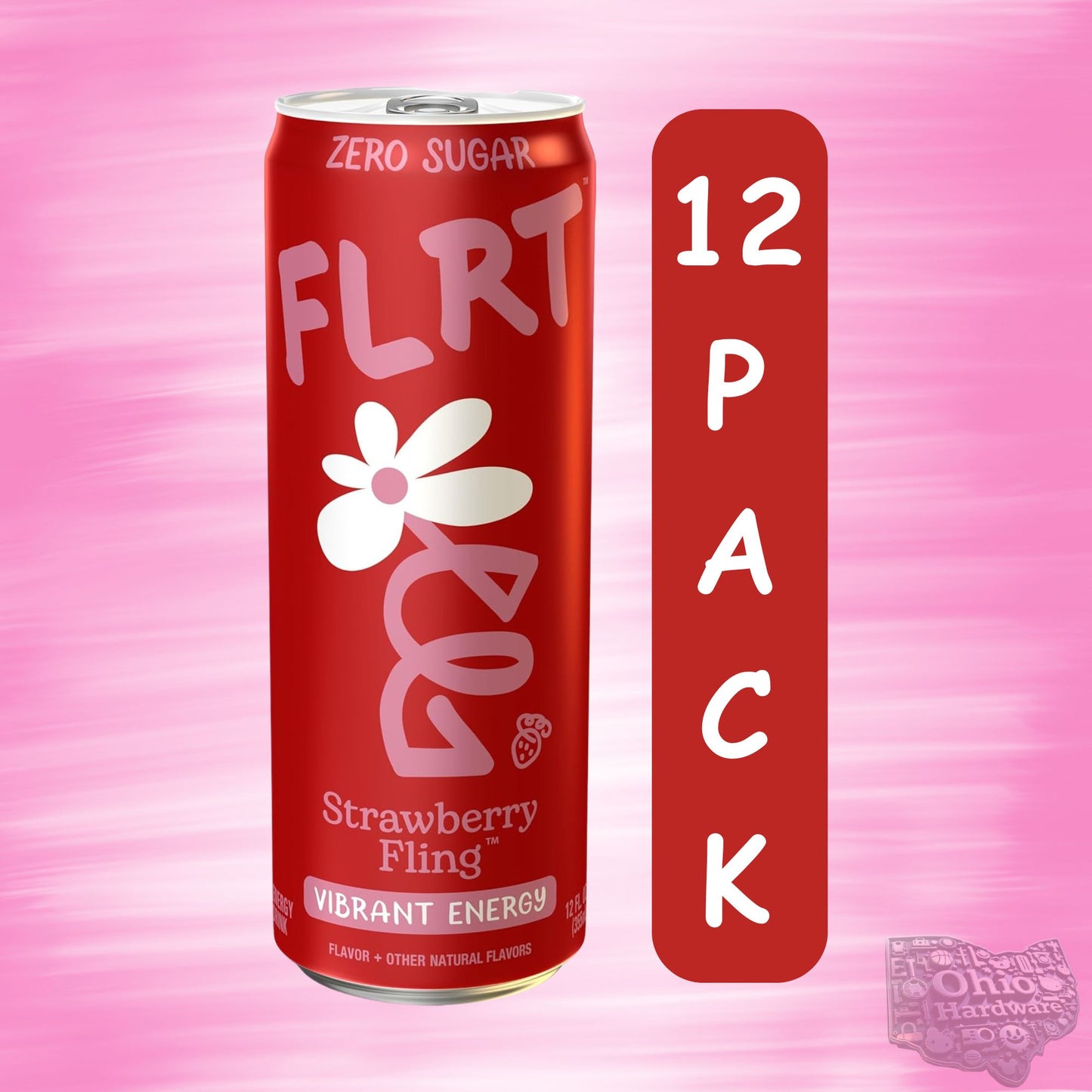 FLRT Energy Drink – 4‑Flavor Sampler (4‑Pack) or 12‑Can Variety Pack – Zero Sugar – Naturally Fruit‑Infused – 12oz Cans