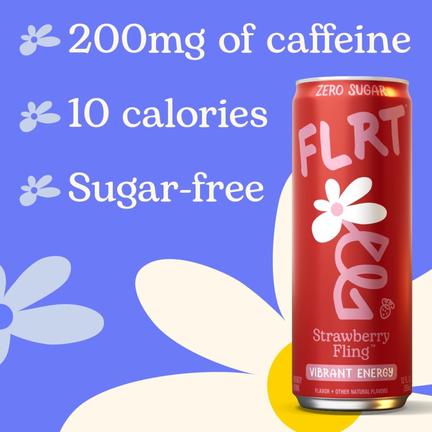FLRT Energy Drink – 4‑Flavor Sampler (4‑Pack) or 12‑Can Variety Pack – Zero Sugar – Naturally Fruit‑Infused – 12oz Cans