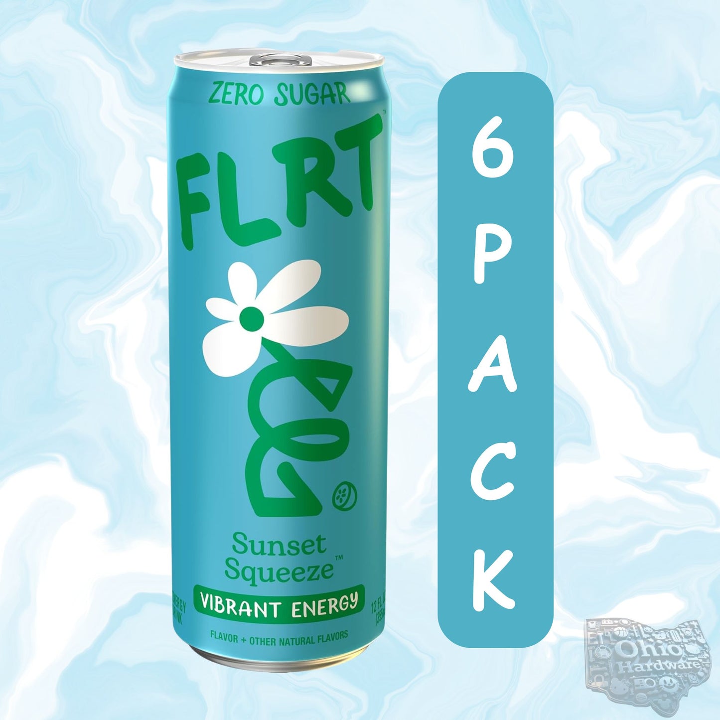 FLRT Energy Drink – 4‑Flavor Sampler (4‑Pack) or 12‑Can Variety Pack – Zero Sugar – Naturally Fruit‑Infused – 12oz Cans
