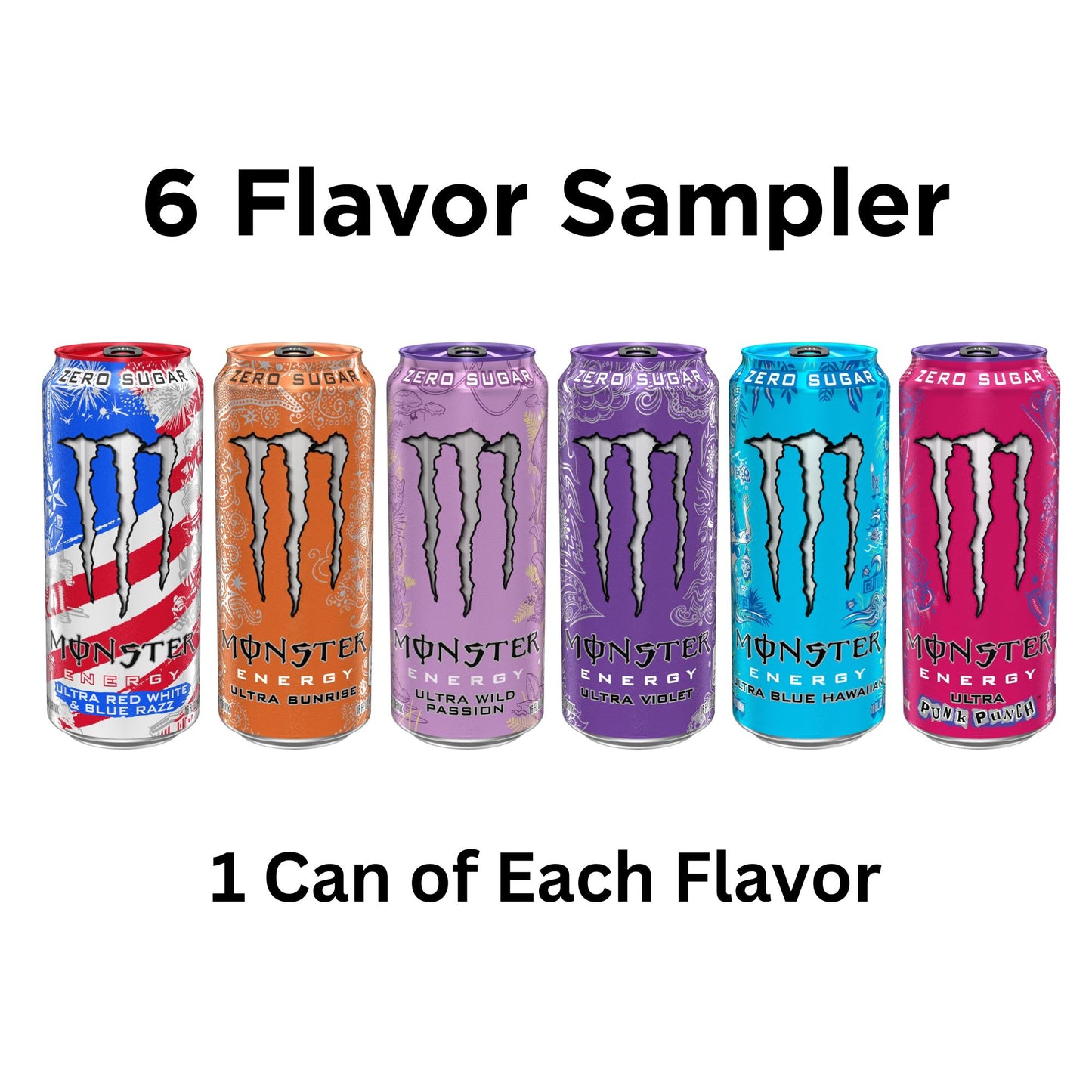 Monster Energy Ultra Zero Sugar Exotic Variety Pack – 6 or 12 Cans (6 Flavors)