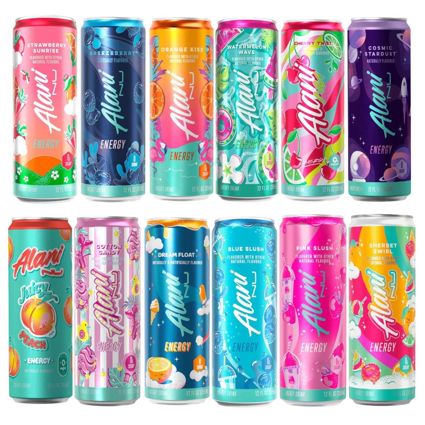 Alani Nu Energy Drink – Full Flavor Lineup – Choose Flavor & Pack Size (4, 6, or 12 Cans) – Zero Sugar – 200mg Caffeine