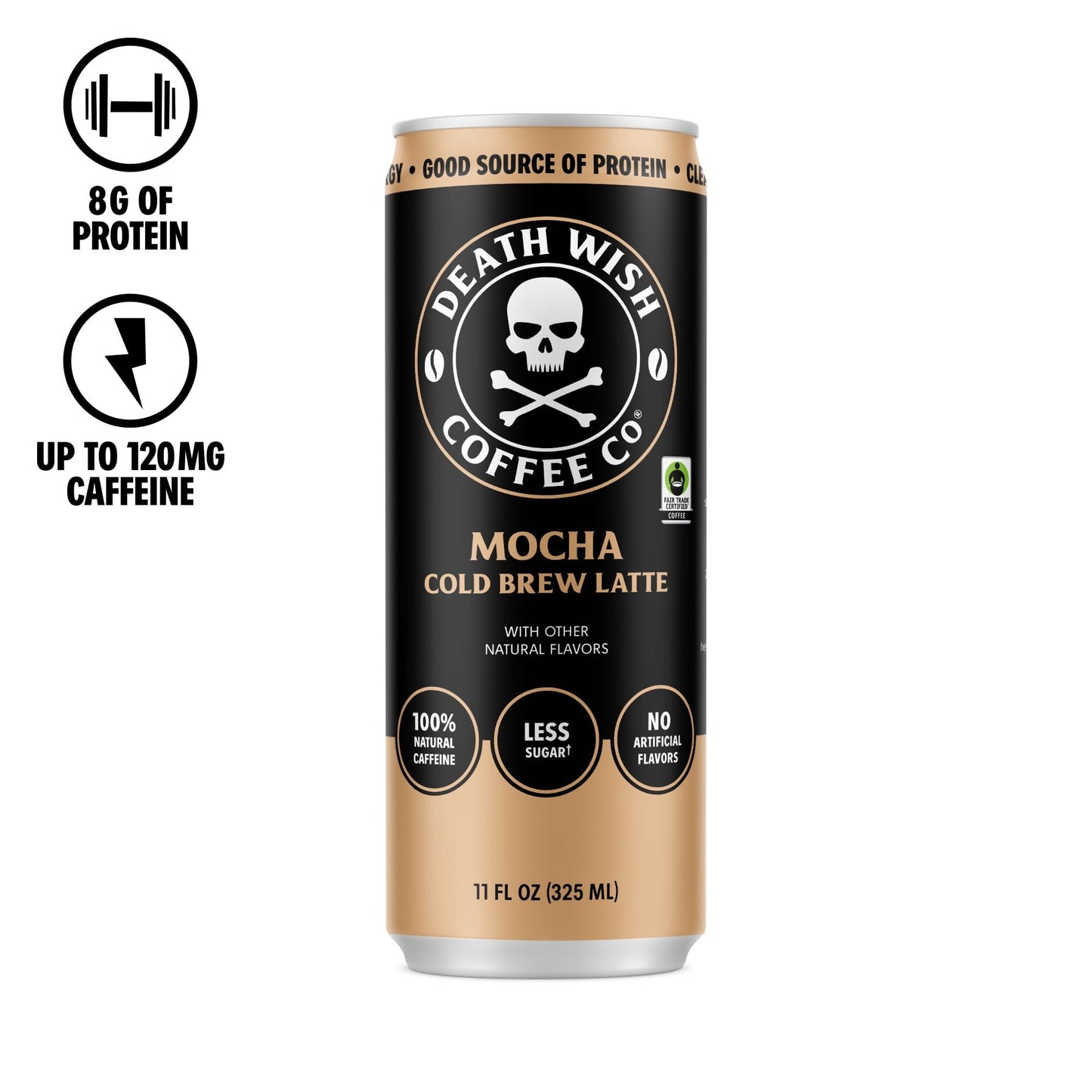 Death Wish Coffee Co. Cold Brew Latte – 3‑Flavor Sampler (6‑Pack) or 12‑Can Variety Pack – 11 fl oz – High‑Caffeine Coffee
