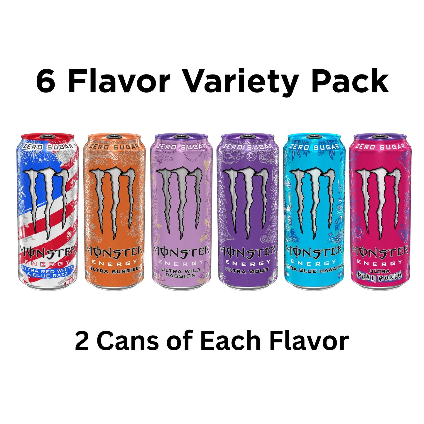 Monster Energy Ultra Zero Sugar Exotic Variety Pack – 6 or 12 Cans (6 Flavors)