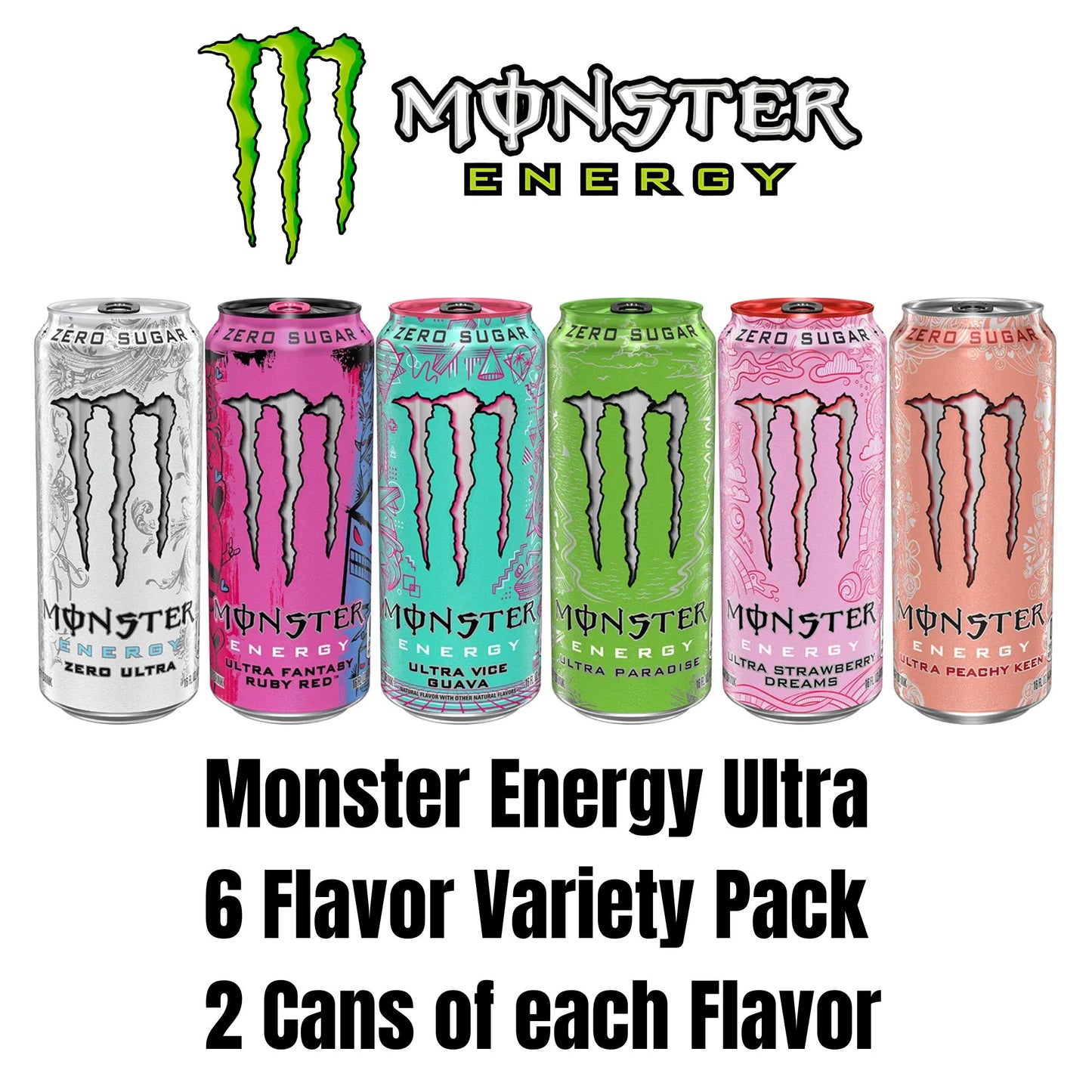 Monster Energy Ultra – Modern Flavor Variety Pack – Choose Pack Size (4, 6, or 12 Cans) – Zero Sugar – 150mg Caffeine