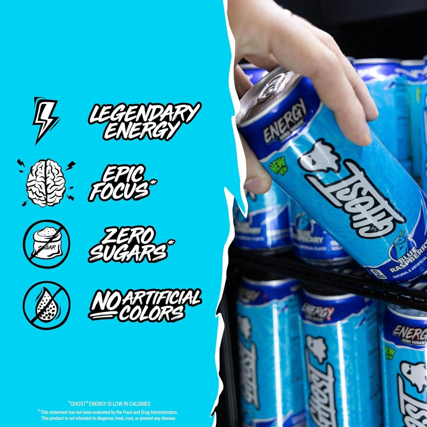 Ghost Energy Drink Variety Pack – 12 Cans (4 Flavors) – Blue Raspberry, Orange Cream, Cherry Limeade, Welch’s Grape – Zero Sugar – 16 fl oz
