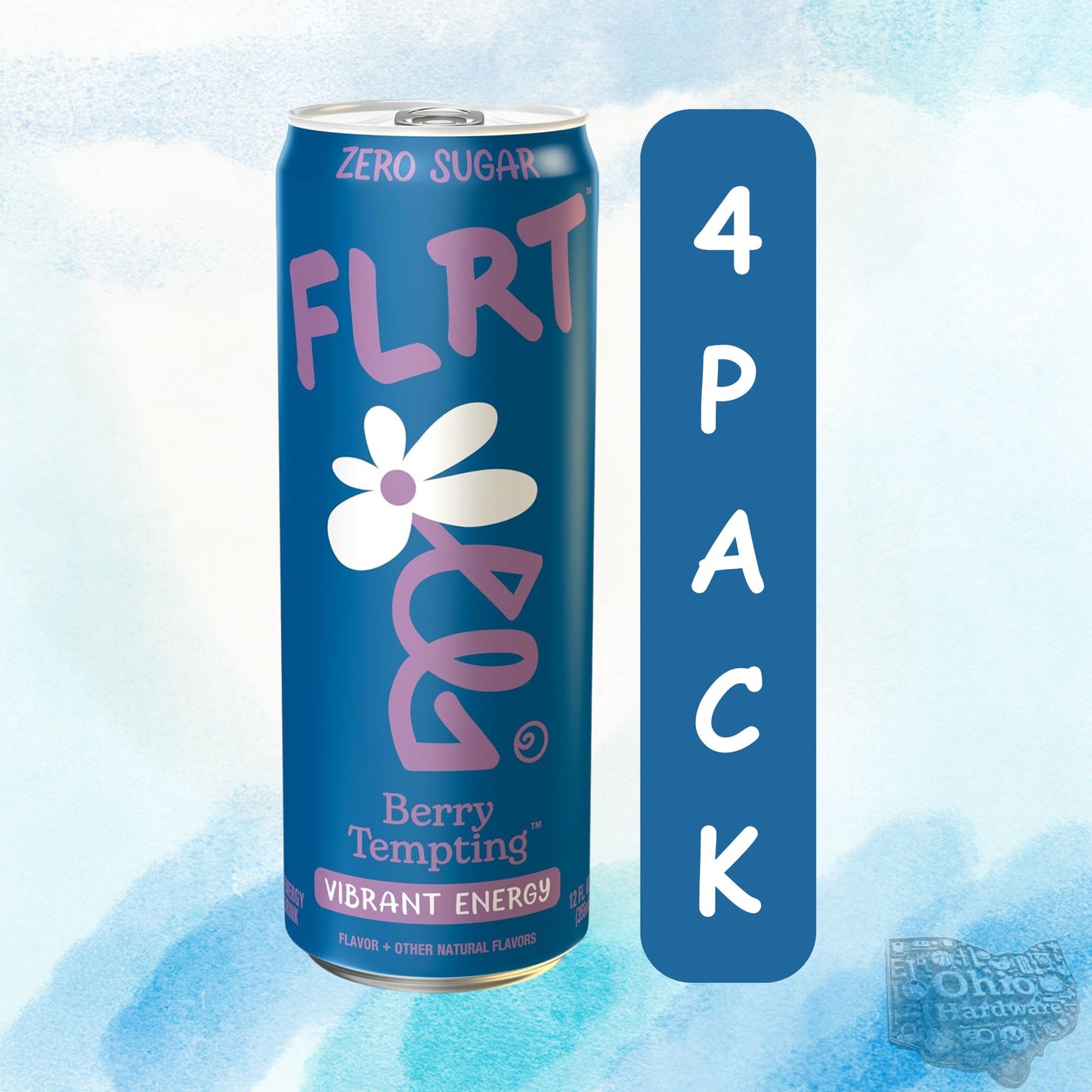 FLRT Energy Drink – 4‑Flavor Sampler (4‑Pack) or 12‑Can Variety Pack – Zero Sugar – Naturally Fruit‑Infused – 12oz Cans
