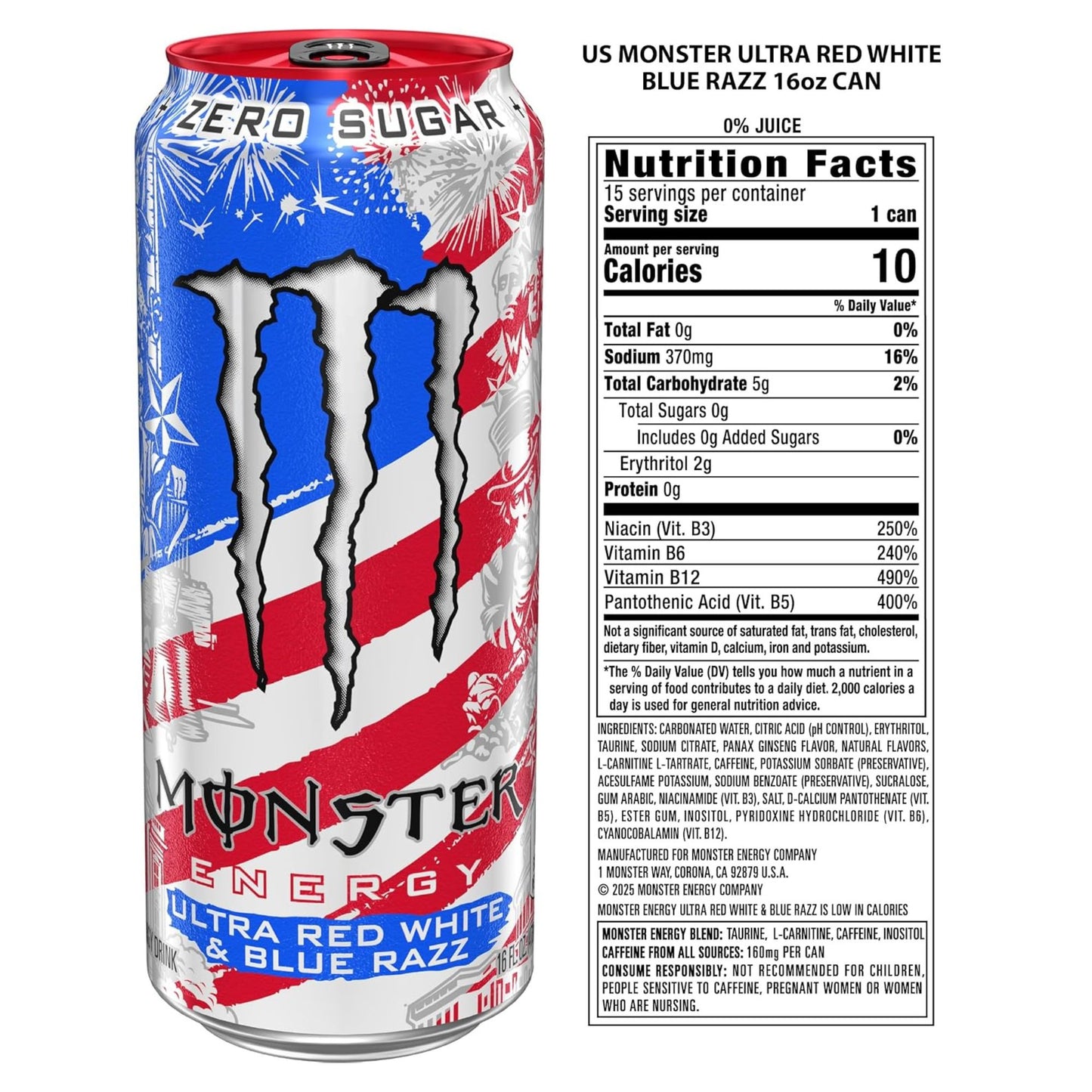Monster Energy Ultra Zero Sugar Exotic Variety Pack – 6 or 12 Cans (6 Flavors)