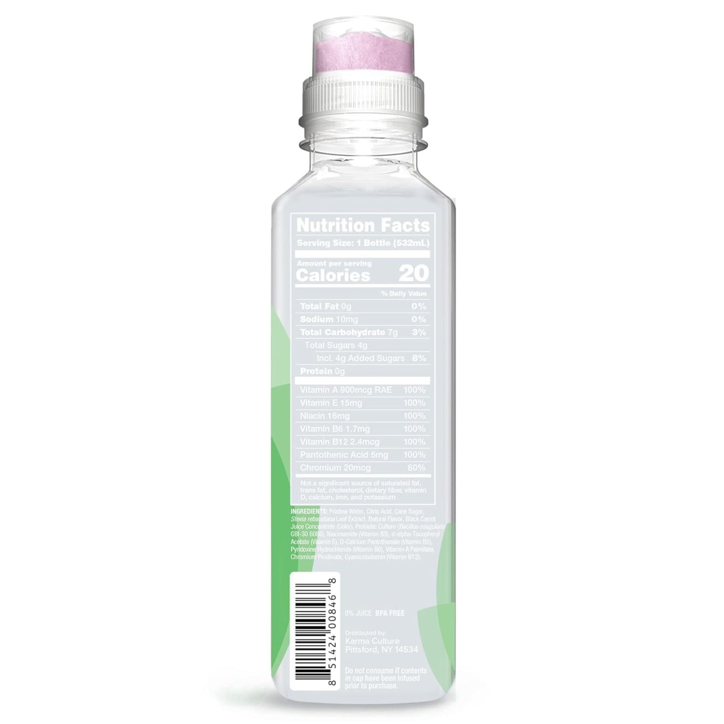 Karma Probiotic Water Variety Pack – 4‑Bottle Sampler or 12‑Bottle Pack – Push‑Cap Vitamins, 2 Billion Cultures, 18 fl oz Bottles