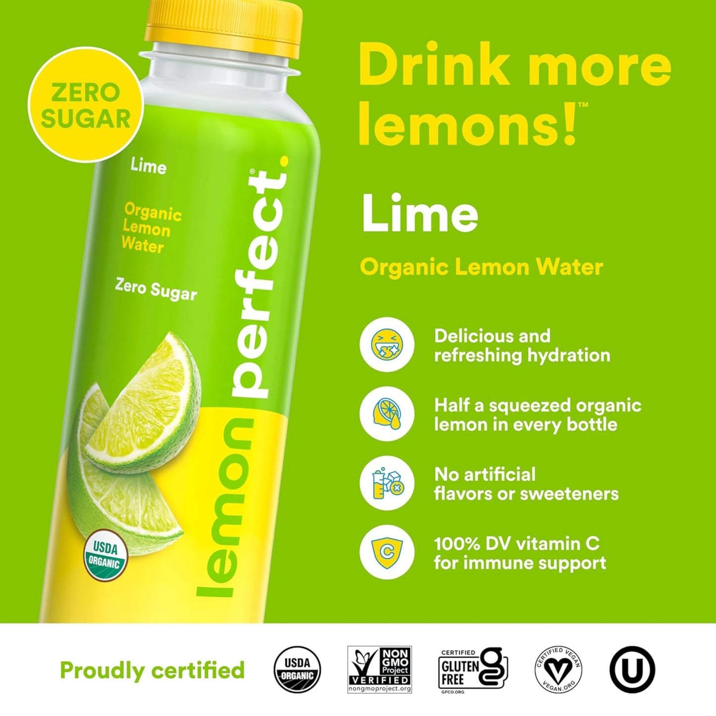 Lemon Perfect – 12‑Bottle Variety Pack – 6 Flavors – Zero Sugar – Organic Lemon Water – Clean Hydration