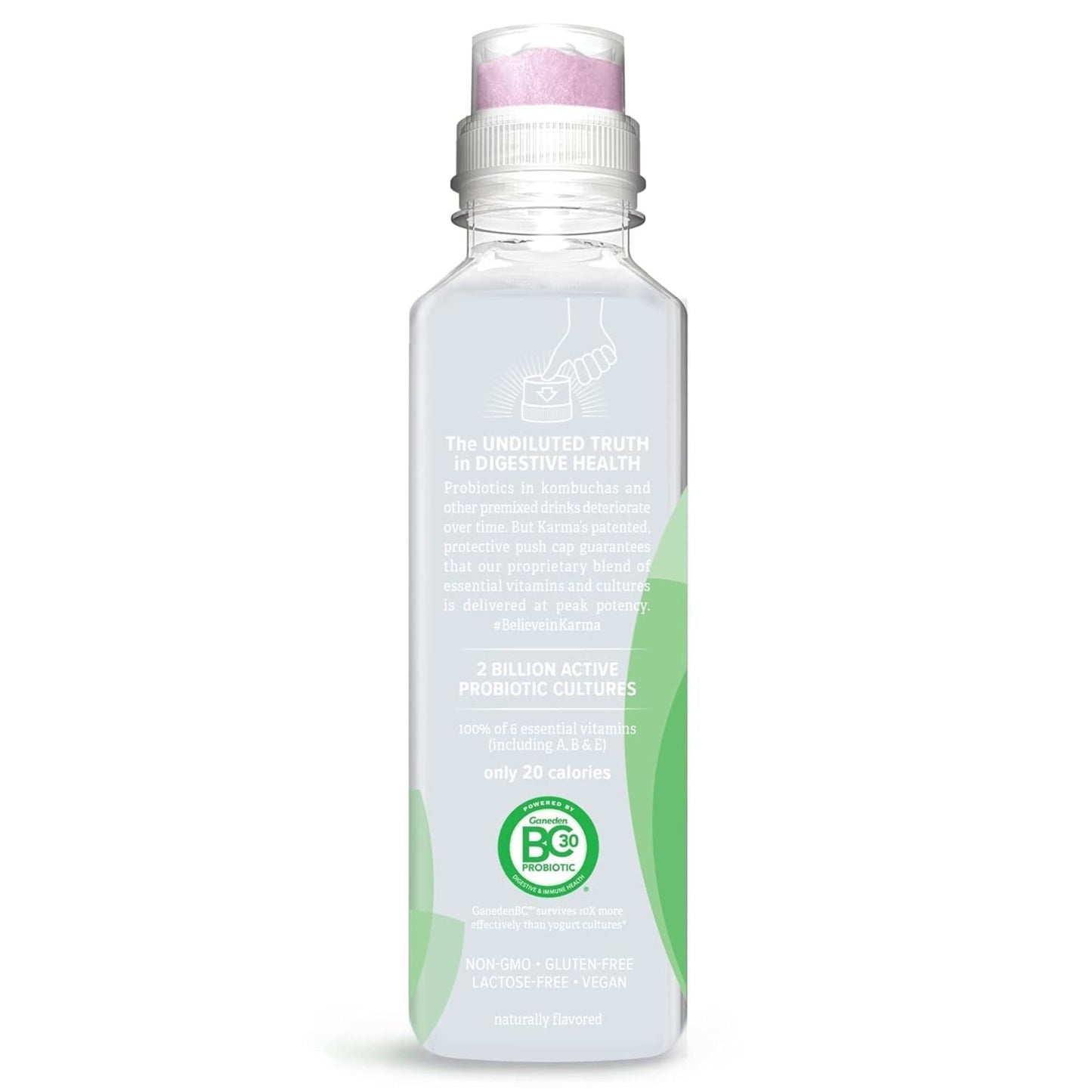 Karma Probiotic Water Variety Pack – 4‑Bottle Sampler or 12‑Bottle Pack – Push‑Cap Vitamins, 2 Billion Cultures, 18 fl oz Bottles
