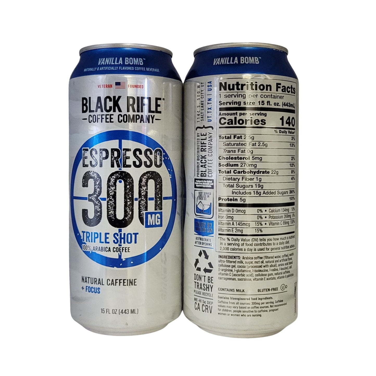 Black Rifle Coffee RTD 300mg – 6 Pack Variety – Triple Shot Espresso – 3 Flavors