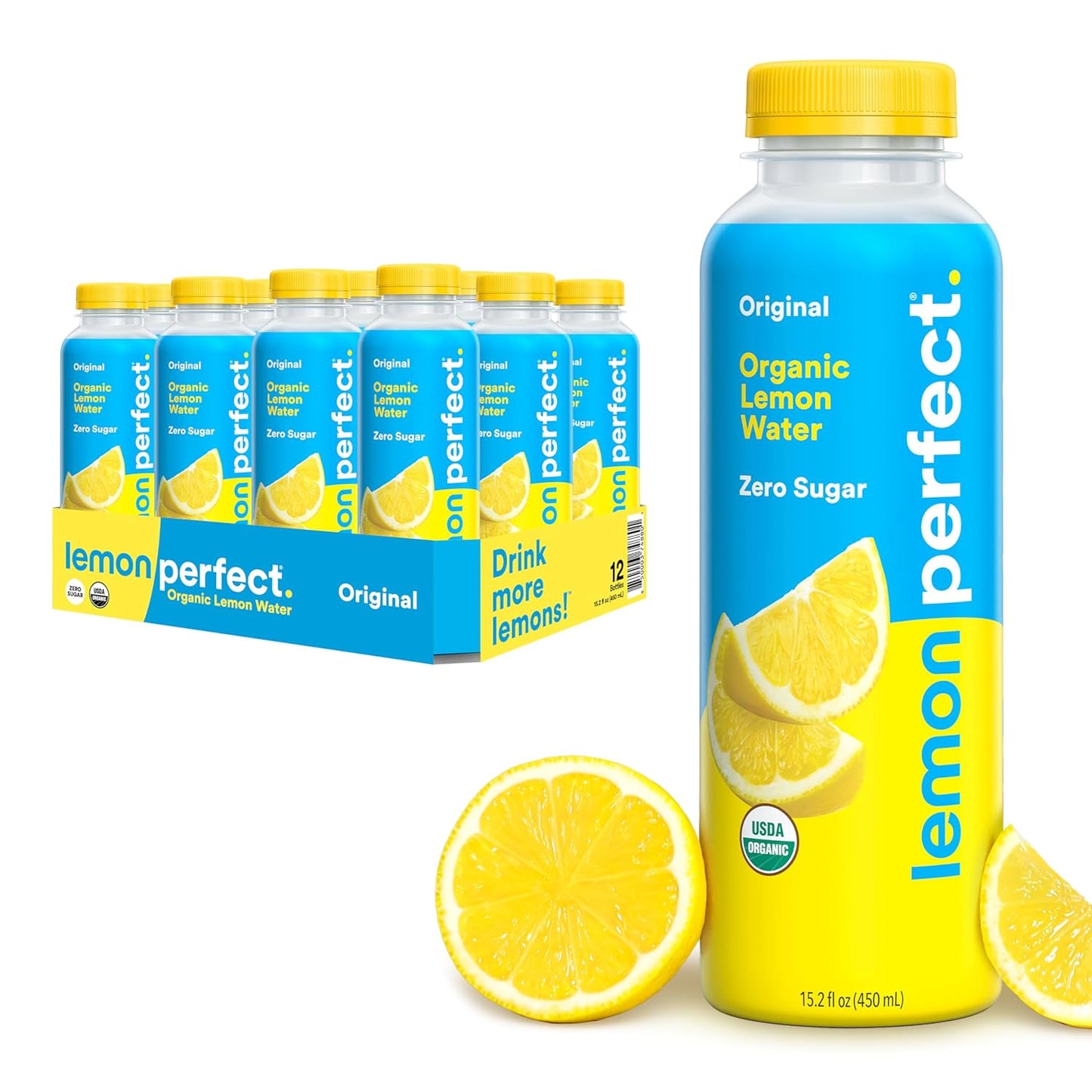 Lemon Perfect – 12‑Bottle Variety Pack – 6 Flavors – Zero Sugar – Organic Lemon Water – Clean Hydration