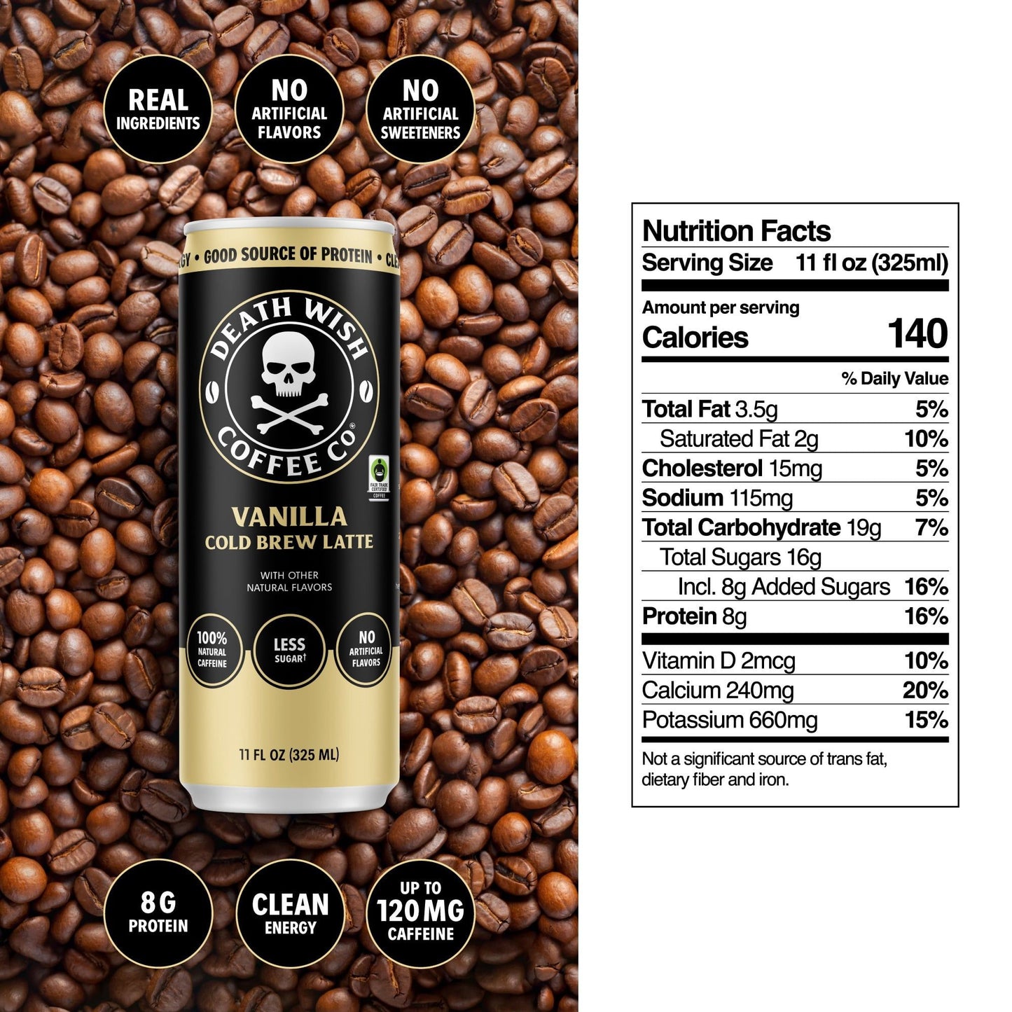 Death Wish Coffee Co. Cold Brew Latte – 3‑Flavor Sampler (6‑Pack) or 12‑Can Variety Pack – 11 fl oz – High‑Caffeine Coffee