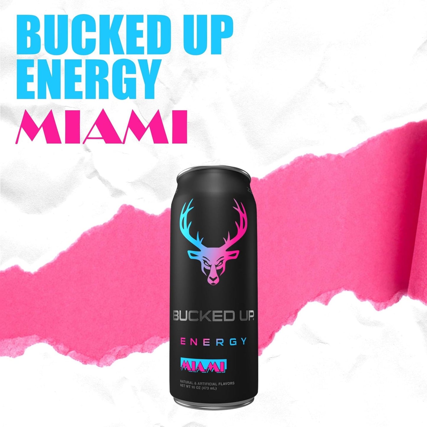 Bucked Up Energy Drink Variety Pack – 4‑Can Sampler or 12‑Can Pack – White Gummy Deer, Rocket Pop, Miami, Cherry Candy – Zero Sugar – 300mg Caffeine