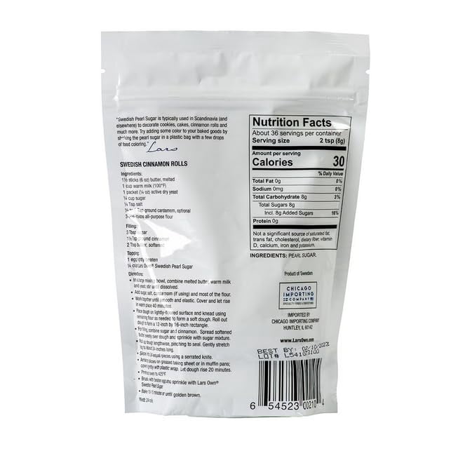 Lars Own Swedish & Belgian Pearl Sugar – 10 oz Pouches – 2 Pack