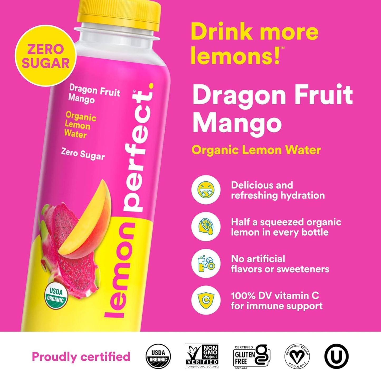 Lemon Perfect – 12‑Bottle Variety Pack – 6 Flavors – Zero Sugar – Organic Lemon Water – Clean Hydration