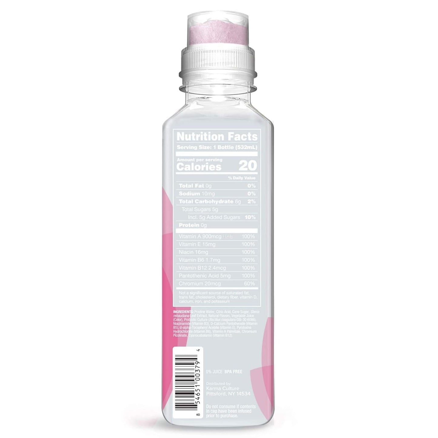 Karma Probiotic Water Variety Pack – 4‑Bottle Sampler or 12‑Bottle Pack – Push‑Cap Vitamins, 2 Billion Cultures, 18 fl oz Bottles