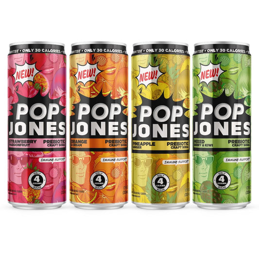 Jones Soda Co. Pop Jones 12‑Pack Variety Pack – Strawberry Passionfruit, Orange Cream, Pineapple Ginger, Mixed Berry & Kiwi