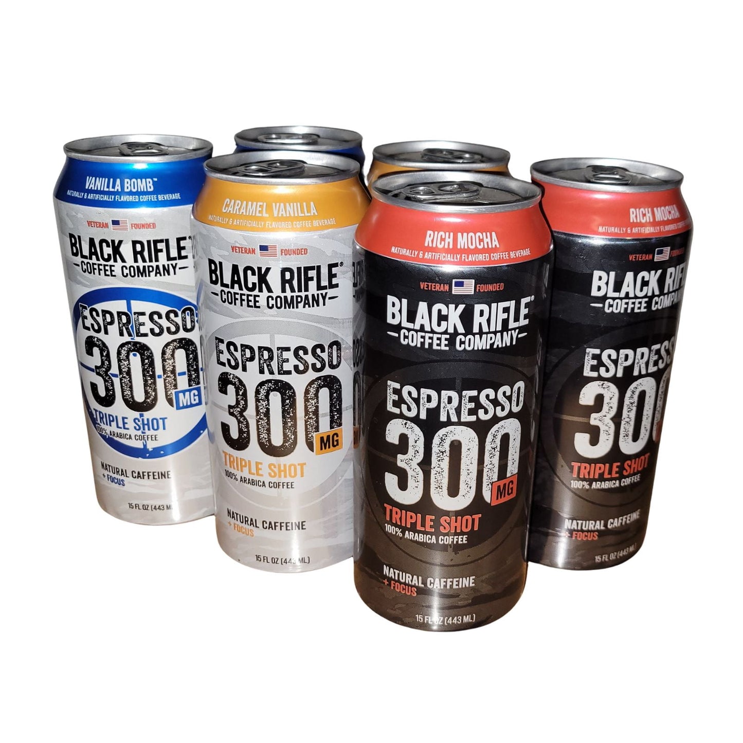 Black Rifle Coffee RTD 300mg – 6 Pack Variety – Triple Shot Espresso – 3 Flavors